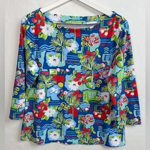 J. McLaughlin Wavesong Top in Tropical Print Size XL Catalina Cloth